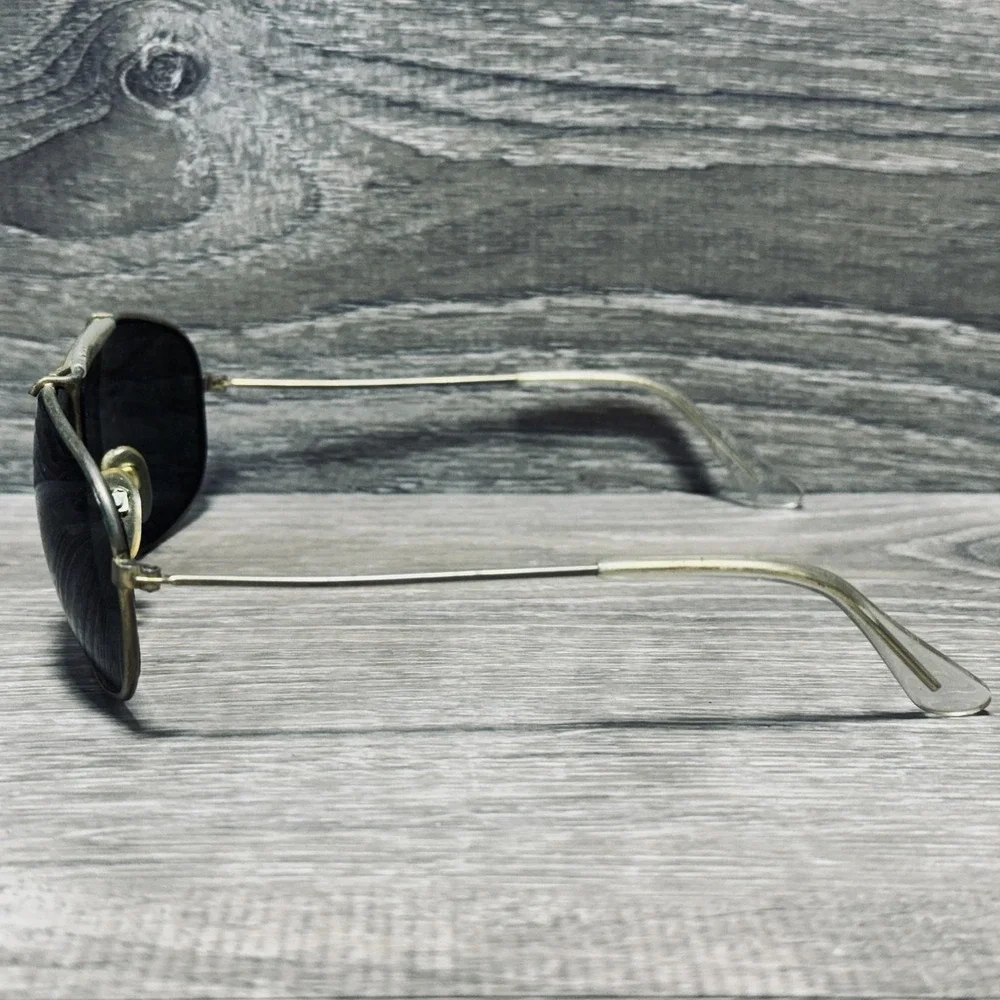 Sunglasses Mens Gold Black Aviator Double Bridge‎ Metal Wire Frame Classic Vtg